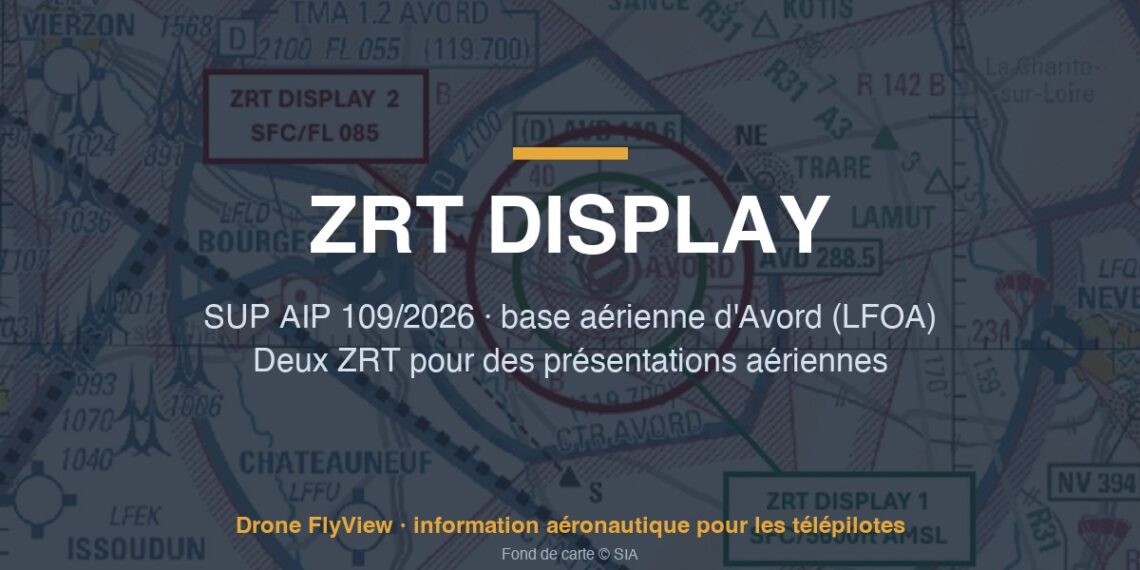 109/2026 — ZRT DISPLAY 1 et 2 : deux zones autour de la base aérienne d'Avord pour des présentations aériennes