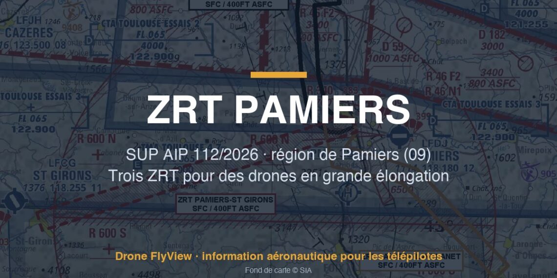 112/2026 — ZRT PAMIERS : trois zones pour des vols de drones en grande élongation en Ariège (09)