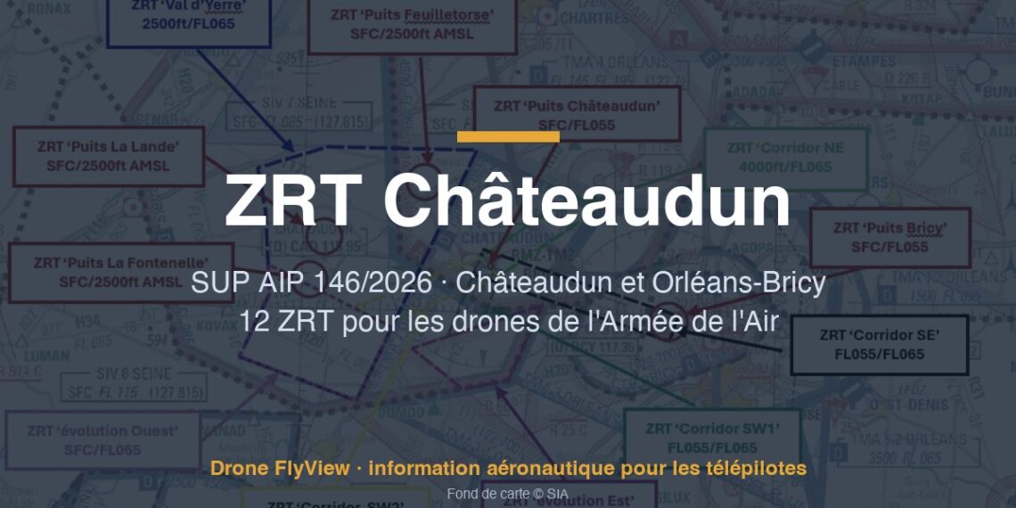 146/2026 — ZRT Châteaudun et Orléans-Bricy : 12 zones pour la formation des opérateurs de drones de l'Armée de l'Air