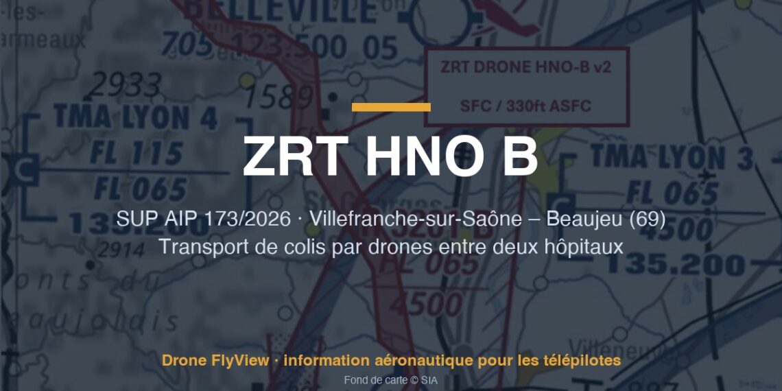 173/2026 — ZRT HNO B v2 : un couloir pour le transport de colis par drones entre Villefranche-sur-Saône et Beaujeu (69)