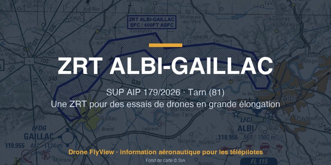 179/2026 — ZRT ALBI-GAILLAC : une zone pour des essais de drones en grande élongation dans le Tarn (81)