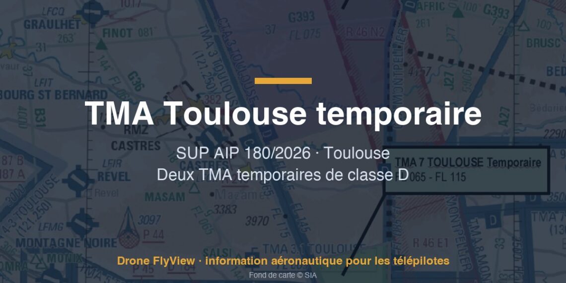 180/2026 — TMA Toulouse temporaire : deux TMA de classe D en altitude, sans effet pour les drones