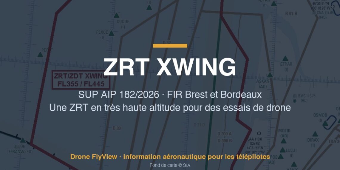 182/2026 — ZRT XWING : une zone en très haute altitude pour des essais de drone, sans effet pour les drones civils
