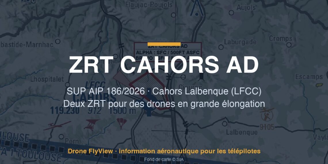 186/2026 — ZRT CAHORS AD ALPHA et BRAVO : deux zones pour des drones en grande élongation à Cahors Lalbenque