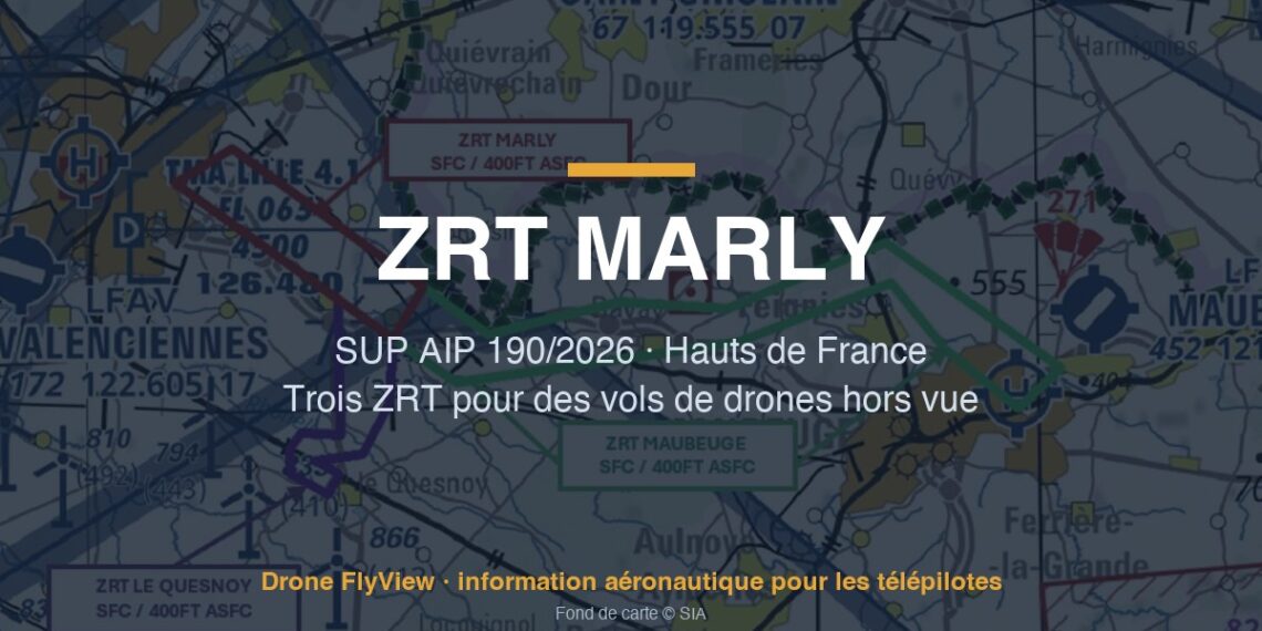 190/2026 — ZRT MARLY, MAUBEUGE et LE QUESNOY : trois zones pour des vols de drones hors vue dans les Hauts de France