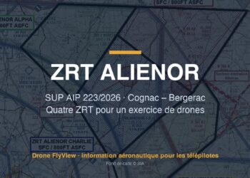 223/2026 — ZRT ALIENOR : quatre zones pour un exercice de drones entre Cognac et Bergerac