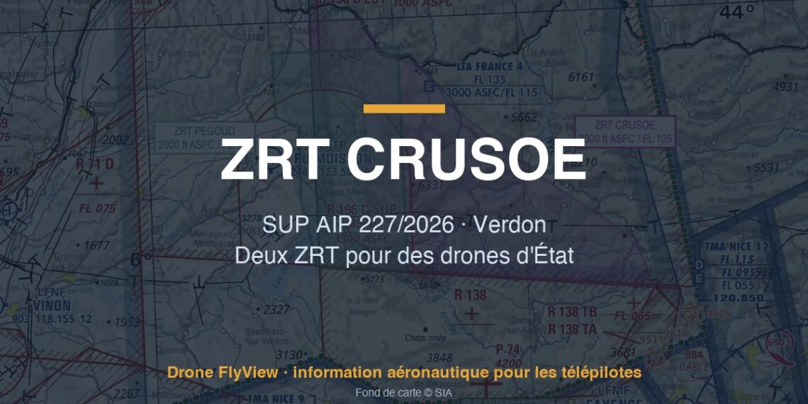 227/2026 — ZRT CRUSOE et PEGOUD : des drones d'État au-dessus du Verdon, à partir de 2000 ft